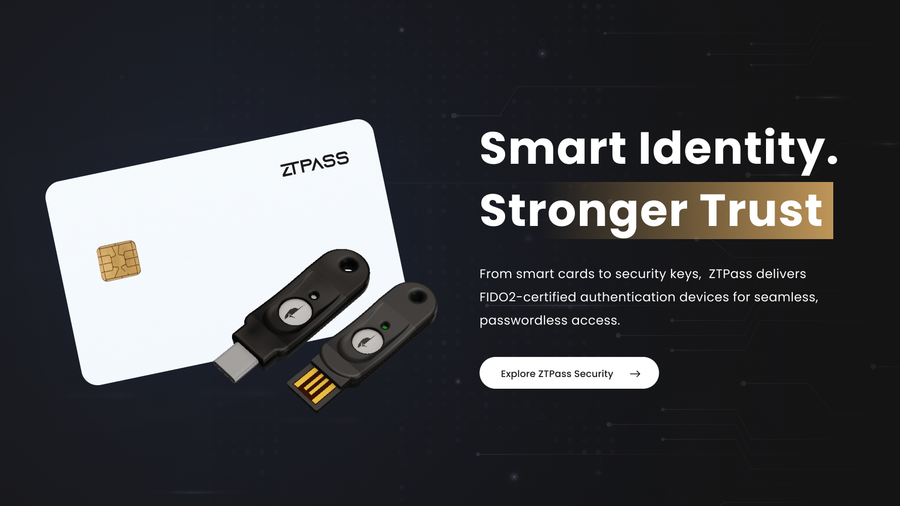 Banner showing ZTPass product Smart card & Security Key